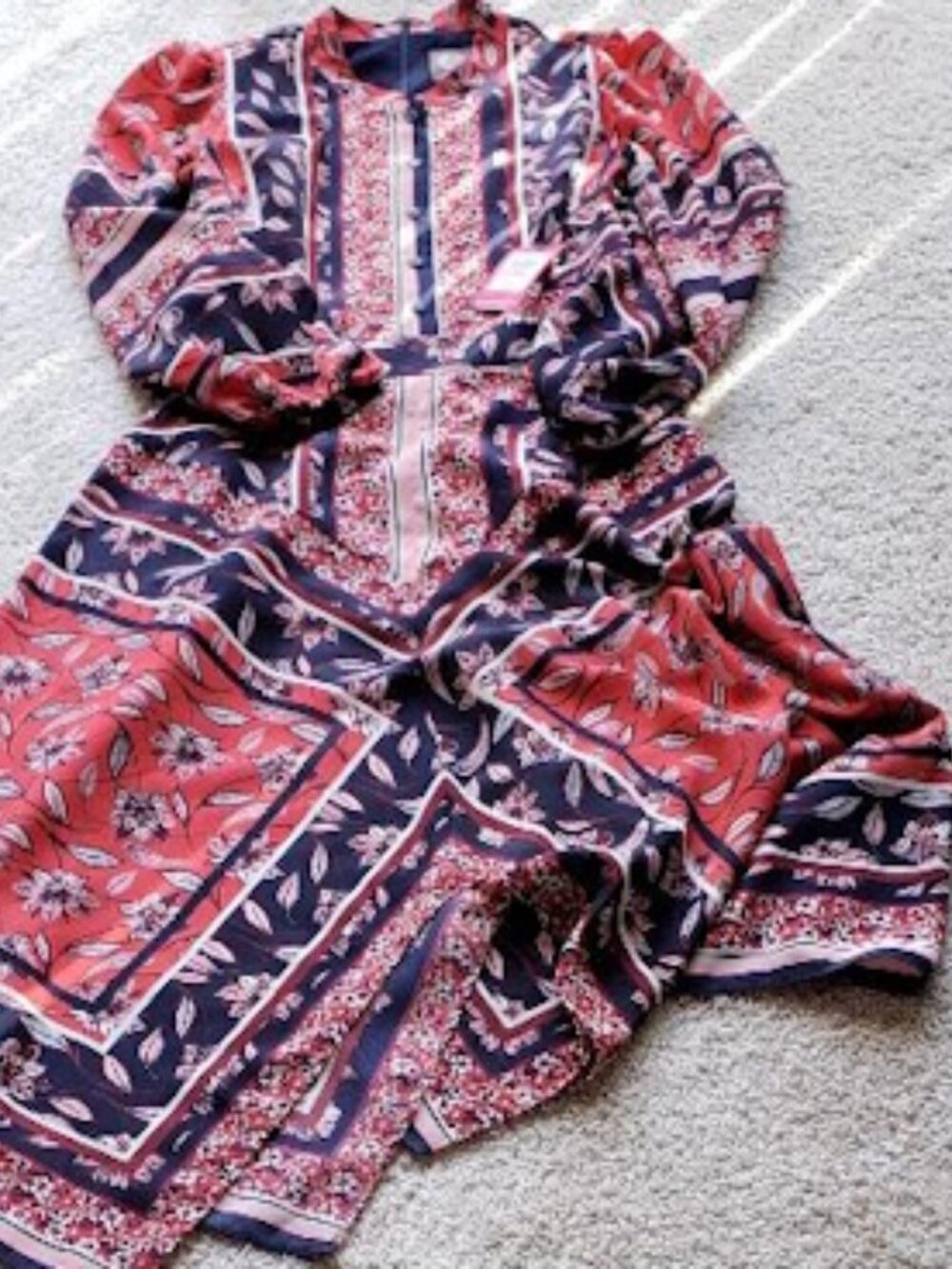 Vince Camuto Long-Sleeved Multi-Colored Spring Dress (brand New)